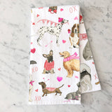 Cozy Valentine Dogs Kitchen Tea Towel