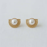 Artisan Geometric Pearl Half-Moon Earrings