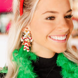 Beaded Candy Cane Drop Earrings