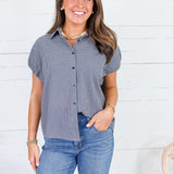 Olly Navy Micro Plaid Top