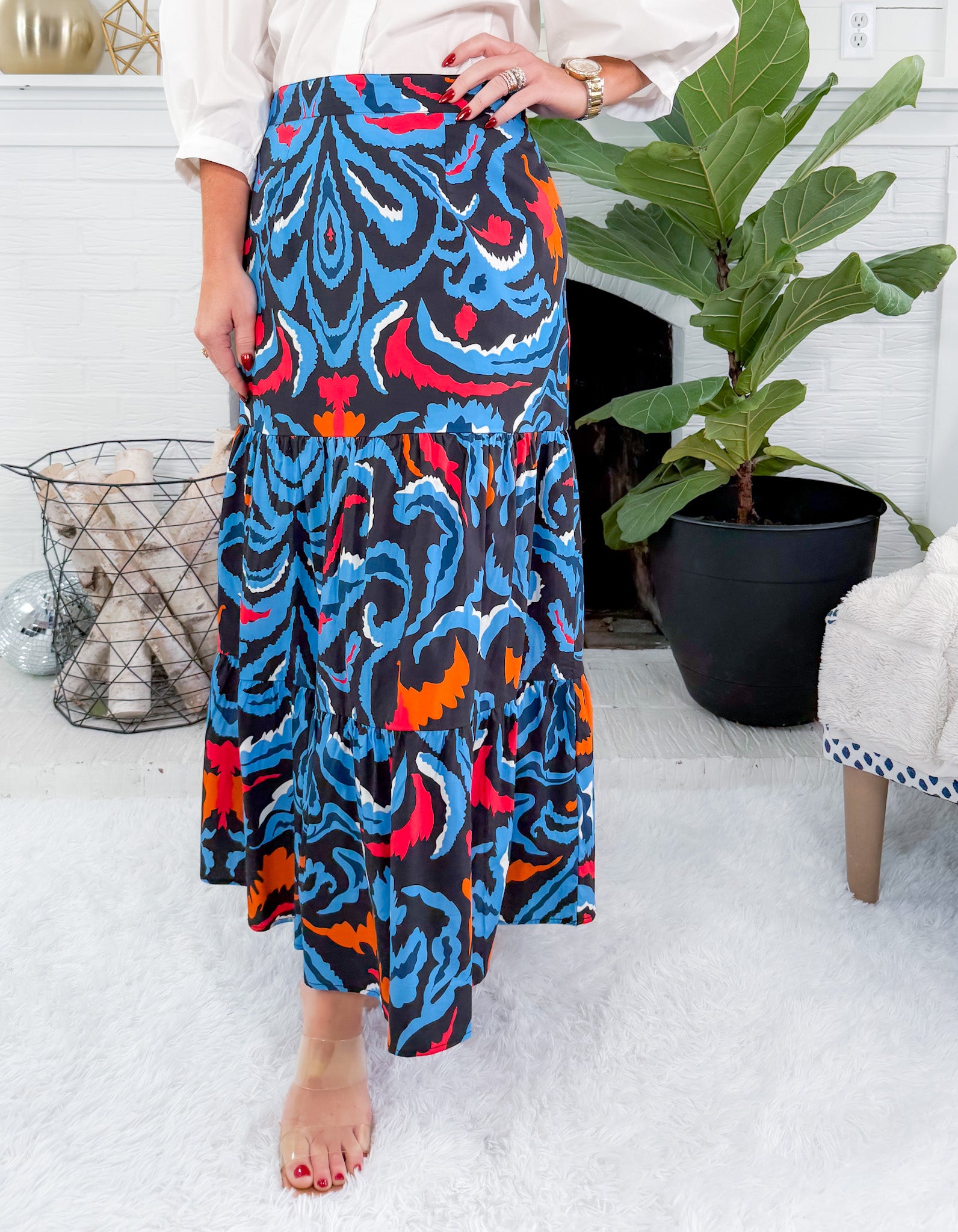 Ada Ikat Damask Maxi Skirt Maude Vivante