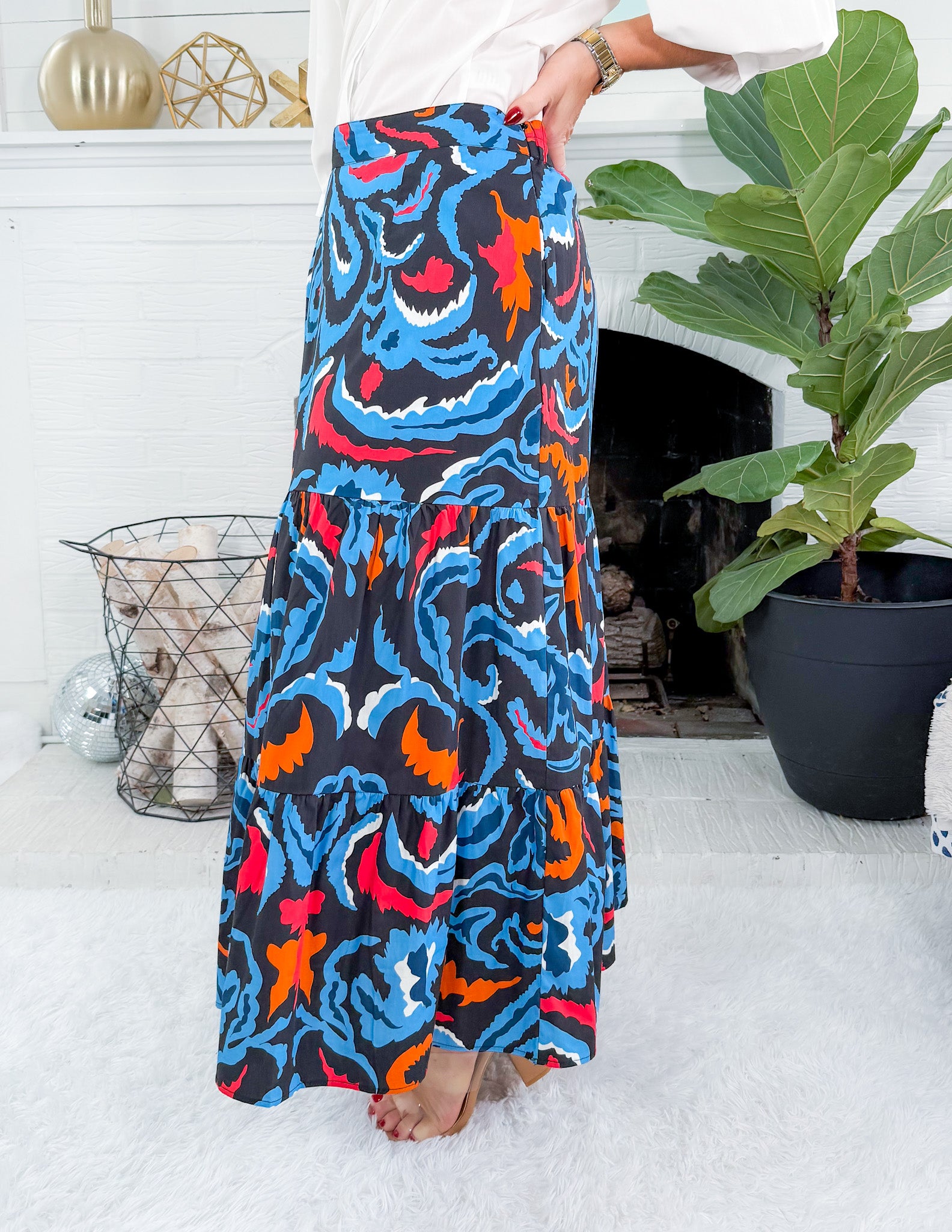 Ada Ikat Damask Maxi Skirt Maude Vivante