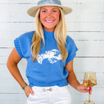 Addie Periwinkle Lobster Sweater Entro