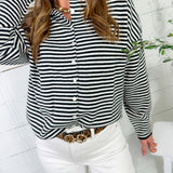 Adelyn Black + White Stripe Cardigan