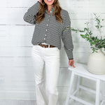 Adelyn Black + White Stripe Cardigan