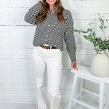 Adelyn Black + White Stripe Cardigan