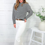 Adelyn Black + White Stripe Cardigan