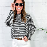 Adelyn Black + White Stripe Cardigan