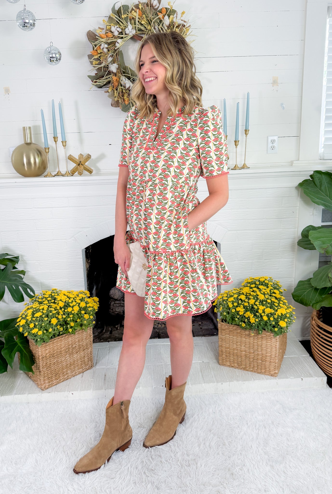 Adelyn Coral Honey Vines Dress Mary Square