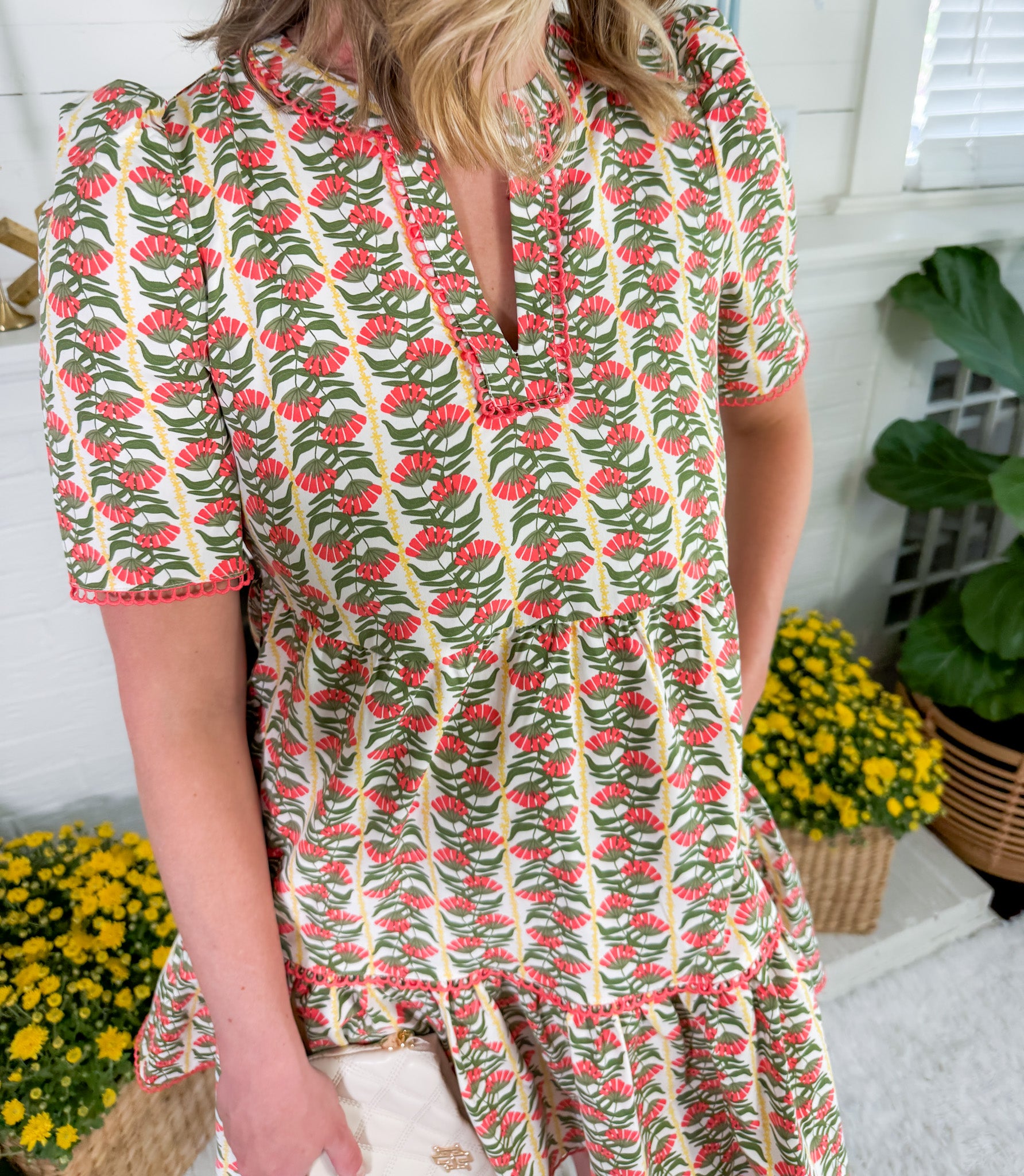 Adelyn Coral Honey Vines Dress Mary Square