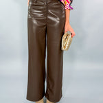 Adler Dark Brown Faux Leather Pants Lucy Paris