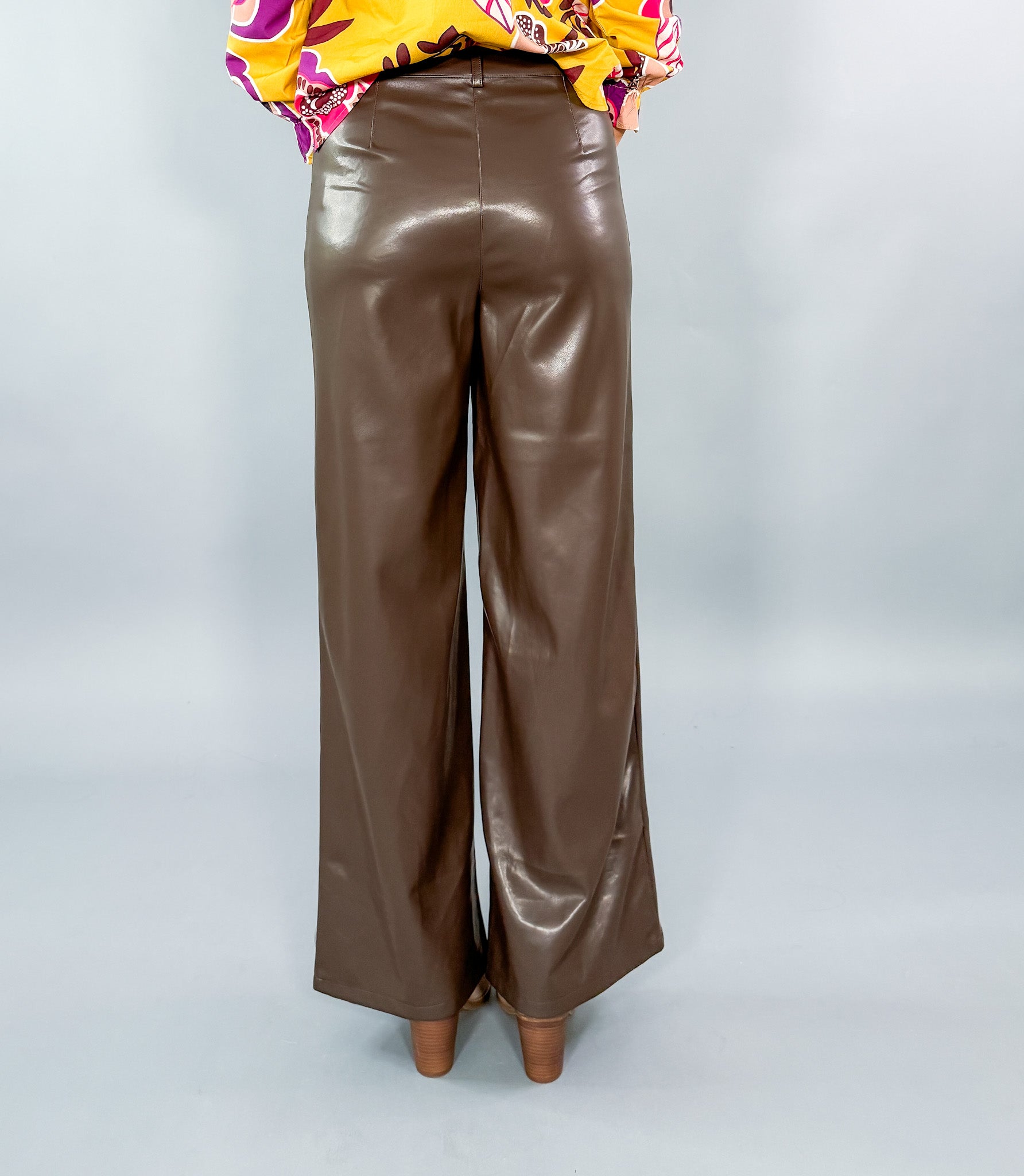 Adler Dark Brown Faux Leather Pants Lucy Paris