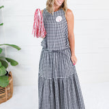 Aerin Black Seersucker Gingham Maxi Skirt Adrienne