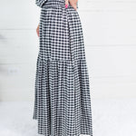 Aerin Black Seersucker Gingham Maxi Skirt Adrienne