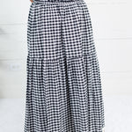 Aerin Black Seersucker Gingham Maxi Skirt Adrienne