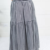 Aerin Black Seersucker Gingham Maxi Skirt Adrienne