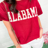 Alabama Crimson Short Sleeve Flat Knit Sweater