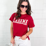 Alabama Crimson Short Sleeve Flat Knit Sweater