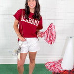 Alabama Crimson Short Sleeve Flat Knit Sweater
