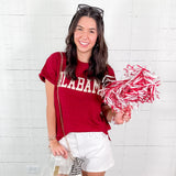 Alabama Crimson Short Sleeve Flat Knit Sweater