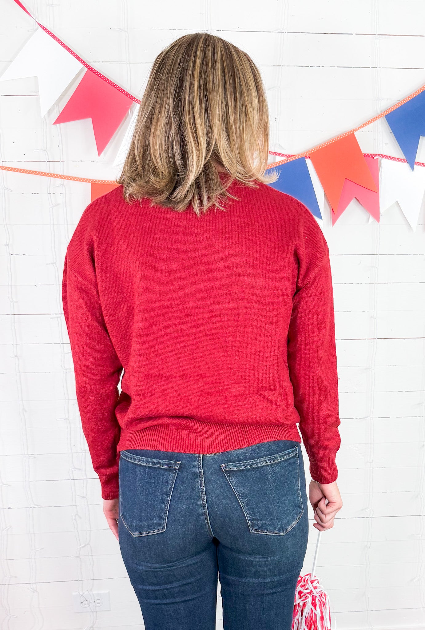 Alabama Ivory Boucle' + Crimson Sweater