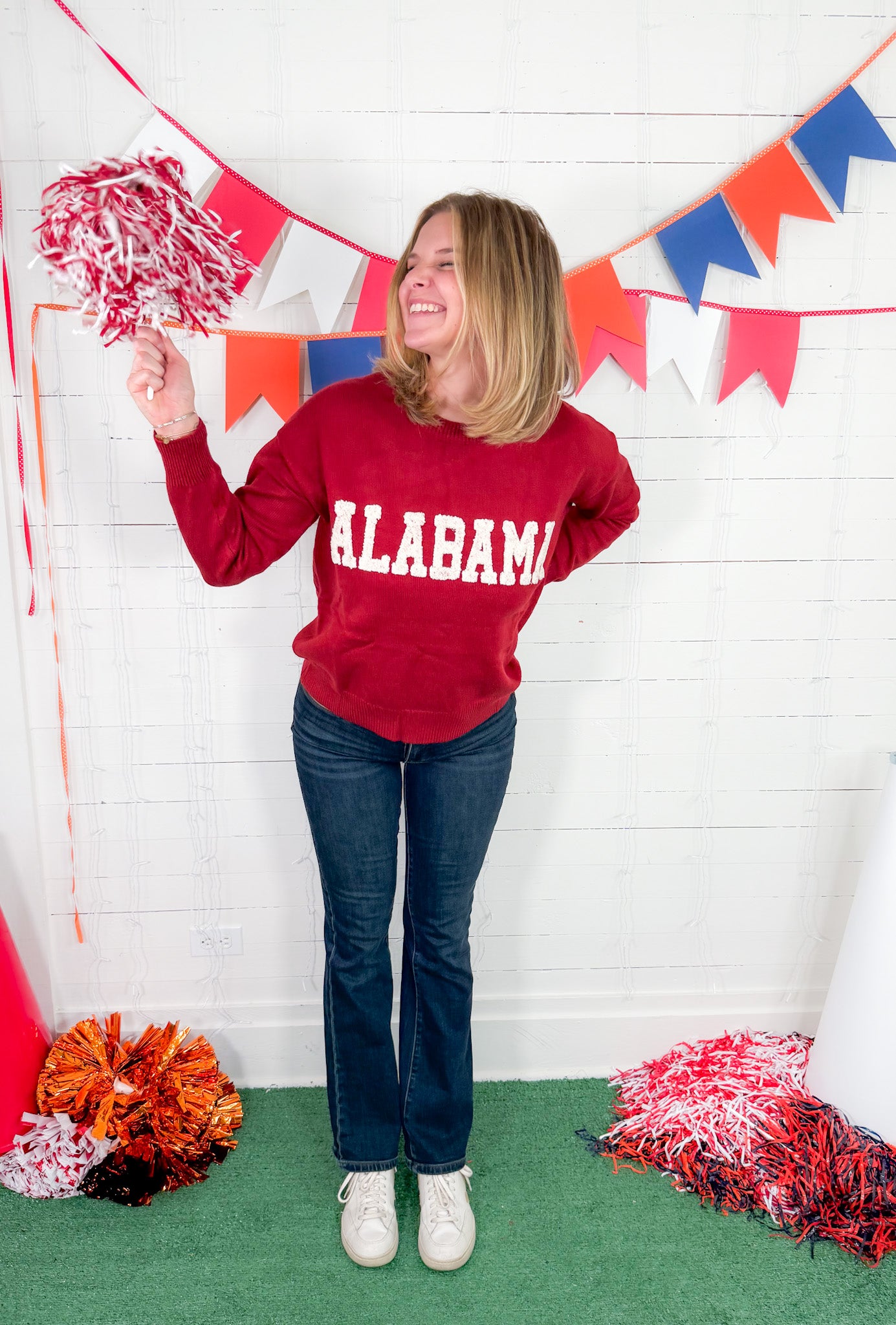 Alabama Ivory Boucle' + Crimson Sweater