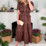 Albert Cocoa Tiered Midi Dress THML