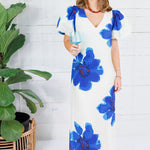 Alexandria Blue Flower Maxi Dress Glam