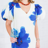 Alexandria Blue Flower Maxi Dress Glam