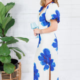Alexandria Blue Flower Maxi Dress Glam