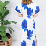 Alexandria Blue Flower Maxi Dress Glam