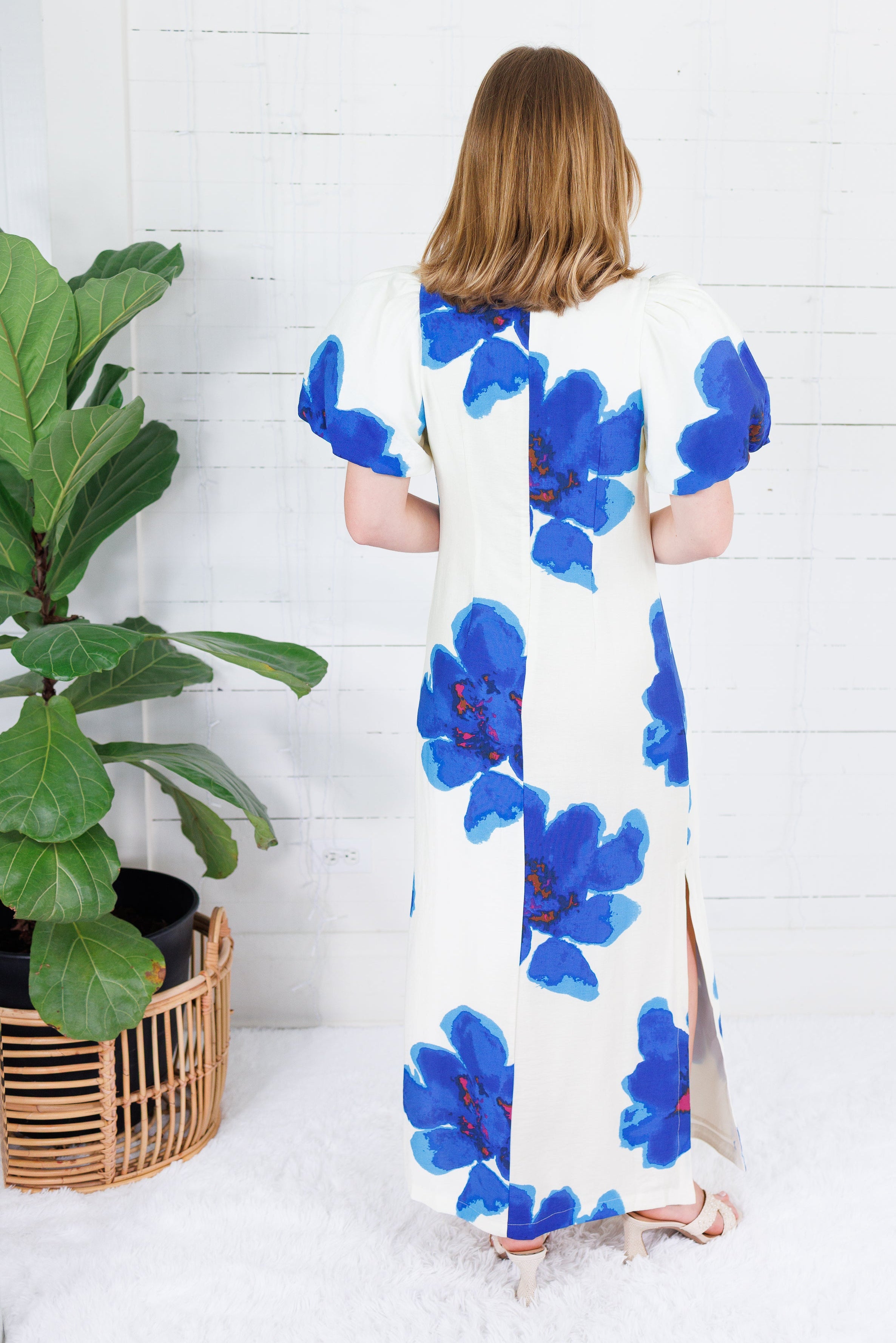 Alexandria Blue Flower Maxi Dress Glam