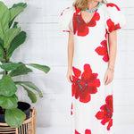 Alexandria Red Flower Maxi Dress Glam