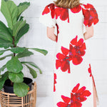 Alexandria Red Flower Maxi Dress Glam