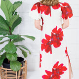 Alexandria Red Flower Maxi Dress Glam