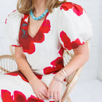 Alexandria Red Flower Maxi Dress Glam