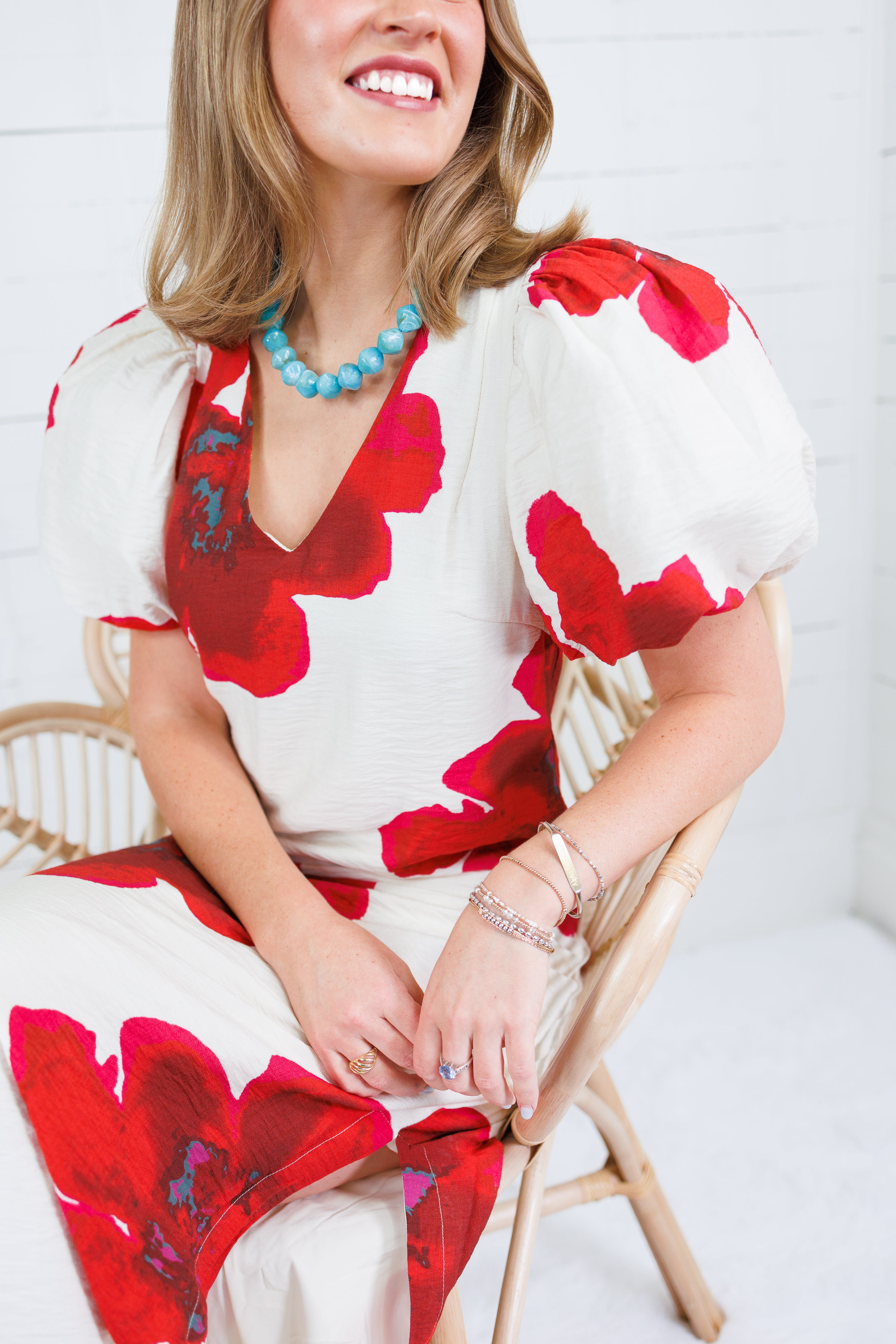 Alexandria Red Flower Maxi Dress Glam