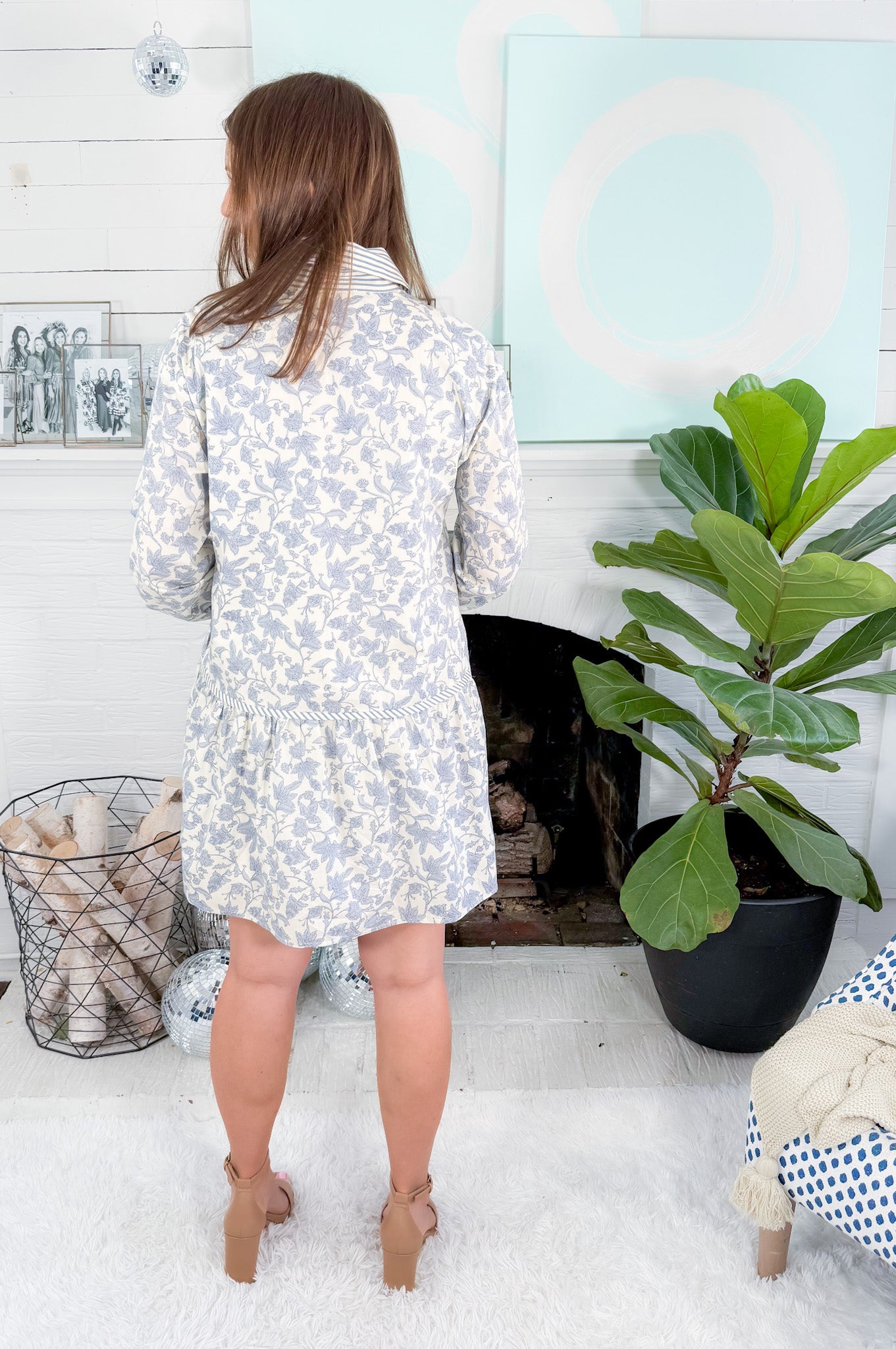 Alexis Dusty Blue Floral Mini Dress Entro