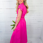 Alexis Flamingo Pink Zip Front Maxi Dress Entro
