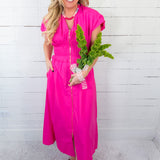 Alexis Flamingo Pink Zip Front Maxi Dress Entro