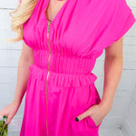 Alexis Flamingo Pink Zip Front Maxi Dress Entro