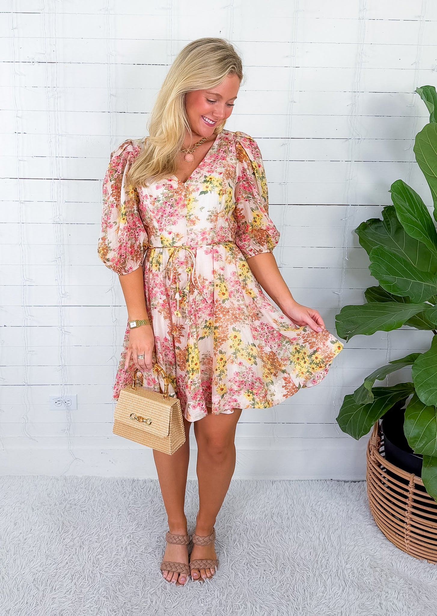 Alexis Floral Belted Mini Dress Lucy Paris