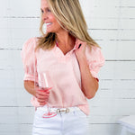 Alexis Peach Seersucker Stripe Top Staccato