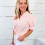 Alexis Peach Seersucker Stripe Top Staccato