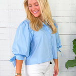 Alexis Powder Blue Scallop Top Entro
