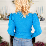 Alva Electric Blue Puff Shoulder Sweater Molly Bracken