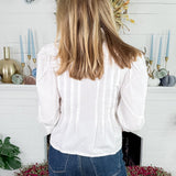 Amanda Ivory Balloon Sleeve  Tie Top Pinch
