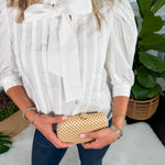 Amanda Ivory Balloon Sleeve  Tie Top Pinch
