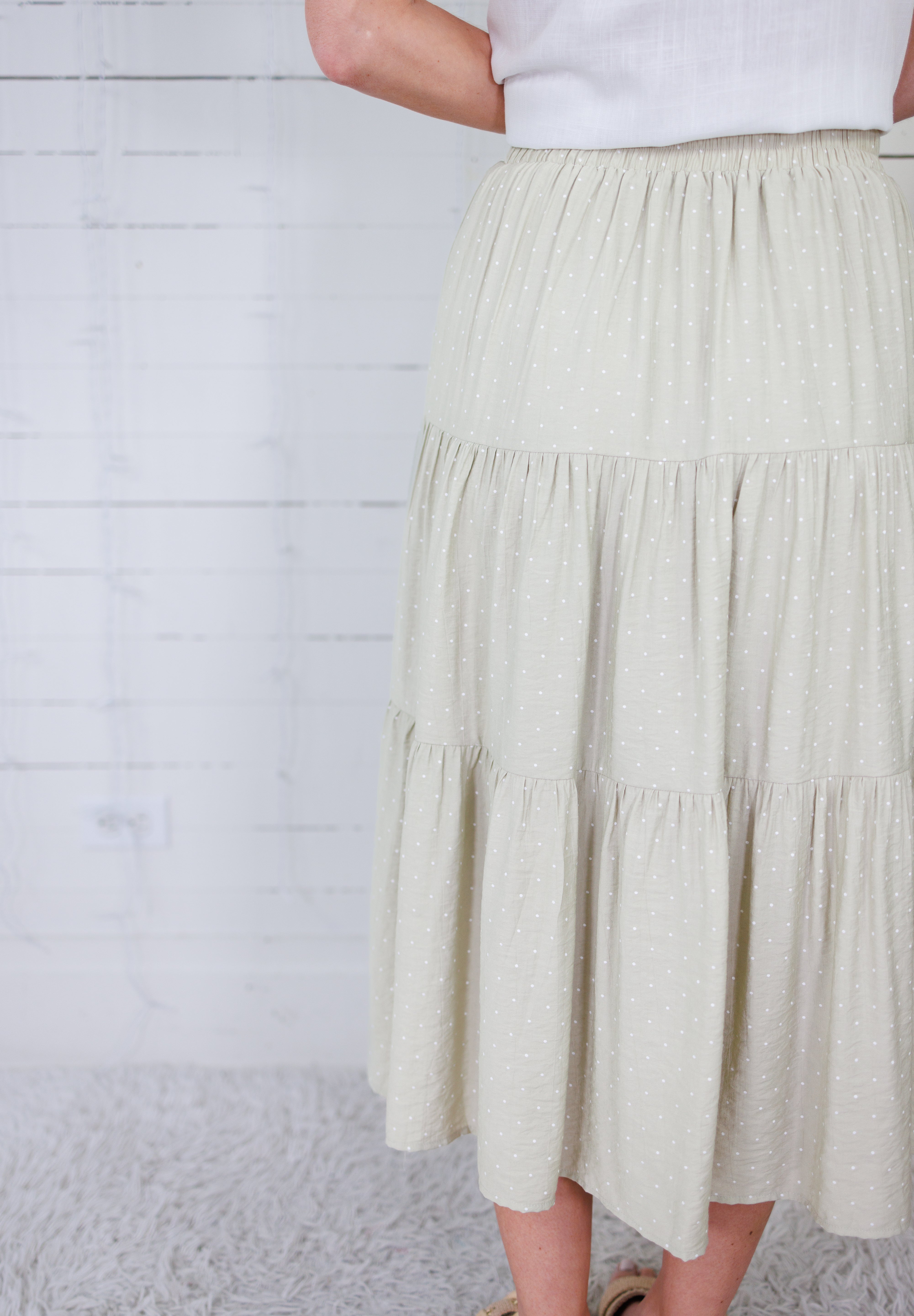 Amanda Sage Polka Dot Tiered Skirt Elle Grey