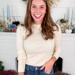Amaryllis Creme Fitted Ribbed Sweater FRNCH